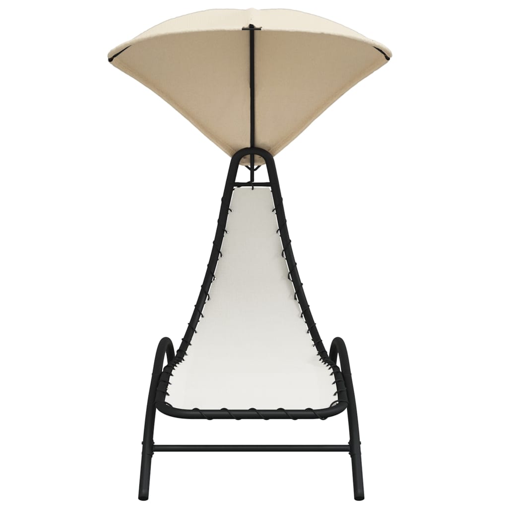 vidaXL Ξαπλώστρα με Σκίαστρο Κρεμ 167x80x195 εκ. από Ύφασμα και Ατσάλι