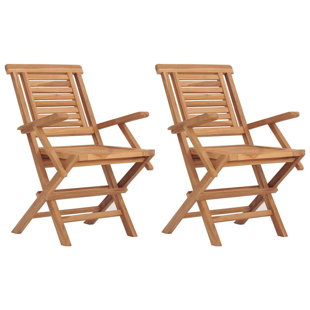 vidaXL Καρέκλες Κήπου Πτυσσόμενες 2 τεμ. 56x63x90 εκ. Μασίφ Ξύλο Teak