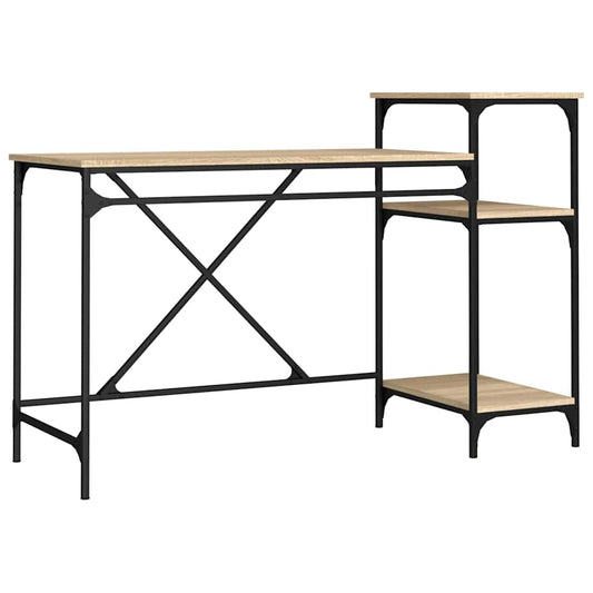 vidaXL Γραφείο με Ράφια Sonoma Δρυς 135x50x90 εκ. Επεξ. Ξύλο/Σίδηρος