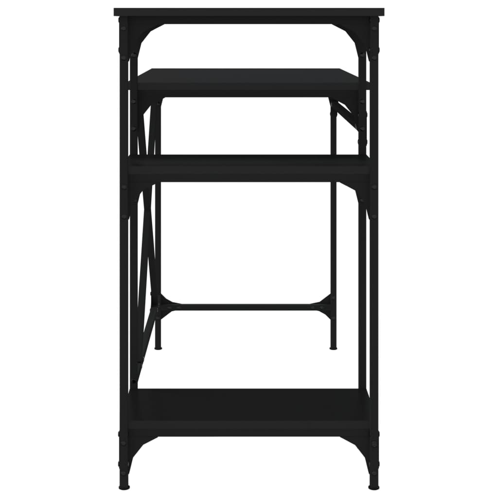 vidaXL Γραφείο με Ράφια Μαύρο 105x50x90 εκ. Επεξ. Ξύλο/Σίδηρος
