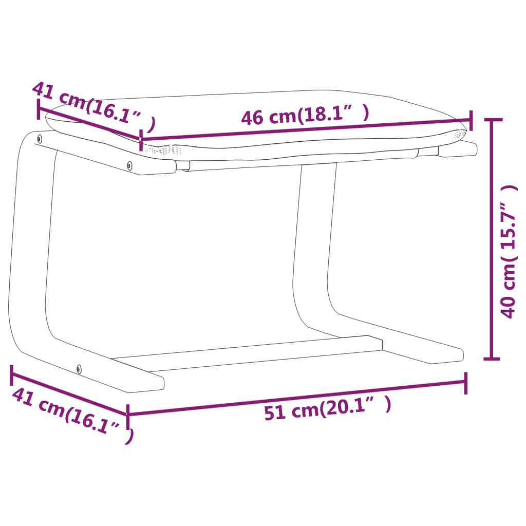 vidaXL Υποπόδιο Σκούρο Γκρι 51 x 41 x 40 εκ. Υφασμάτινο