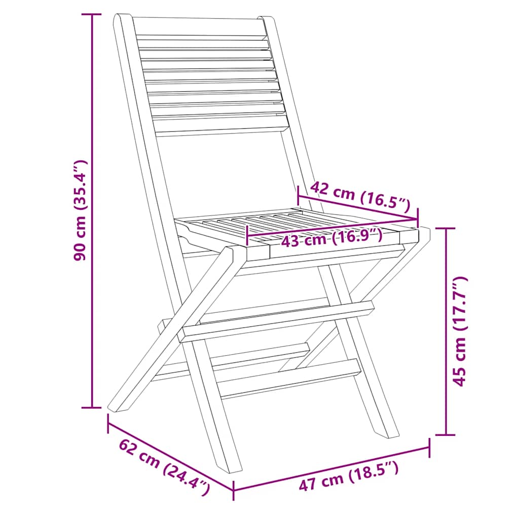 vidaXL Καρέκλες Κήπου Πτυσσόμενες 6 τεμ. 47x62x90 εκ. Μασίφ Ξύλο Teak
