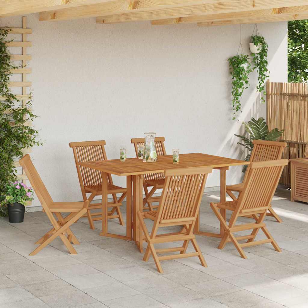 vidaXL Σέτ φαγητού για κήπο 7 pcs Καφέ Στερεό Ξύλο Τίκ