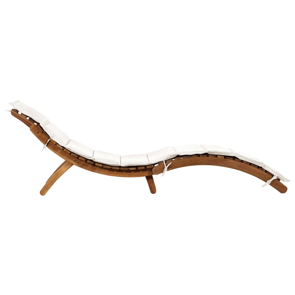 vidaXL Ξαπλώστρες με Μαξιλάρια 2 τεμ. Κρεμ από Μασίφ Ξύλο Ακακίας