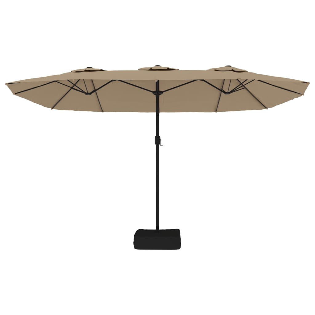 vidaXL Ομπρέλα με Διπλή Κορυφή Taupe 449 x 265 εκ.
