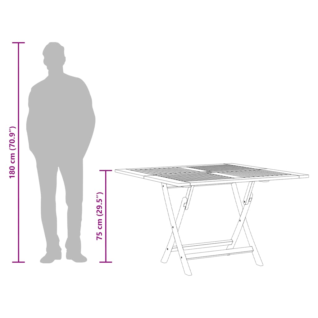 vidaXL Τραπέζι Κήπου Πτυσσόμενο 110 x 110 x 75 εκ. Μασίφ Ξύλο Teak