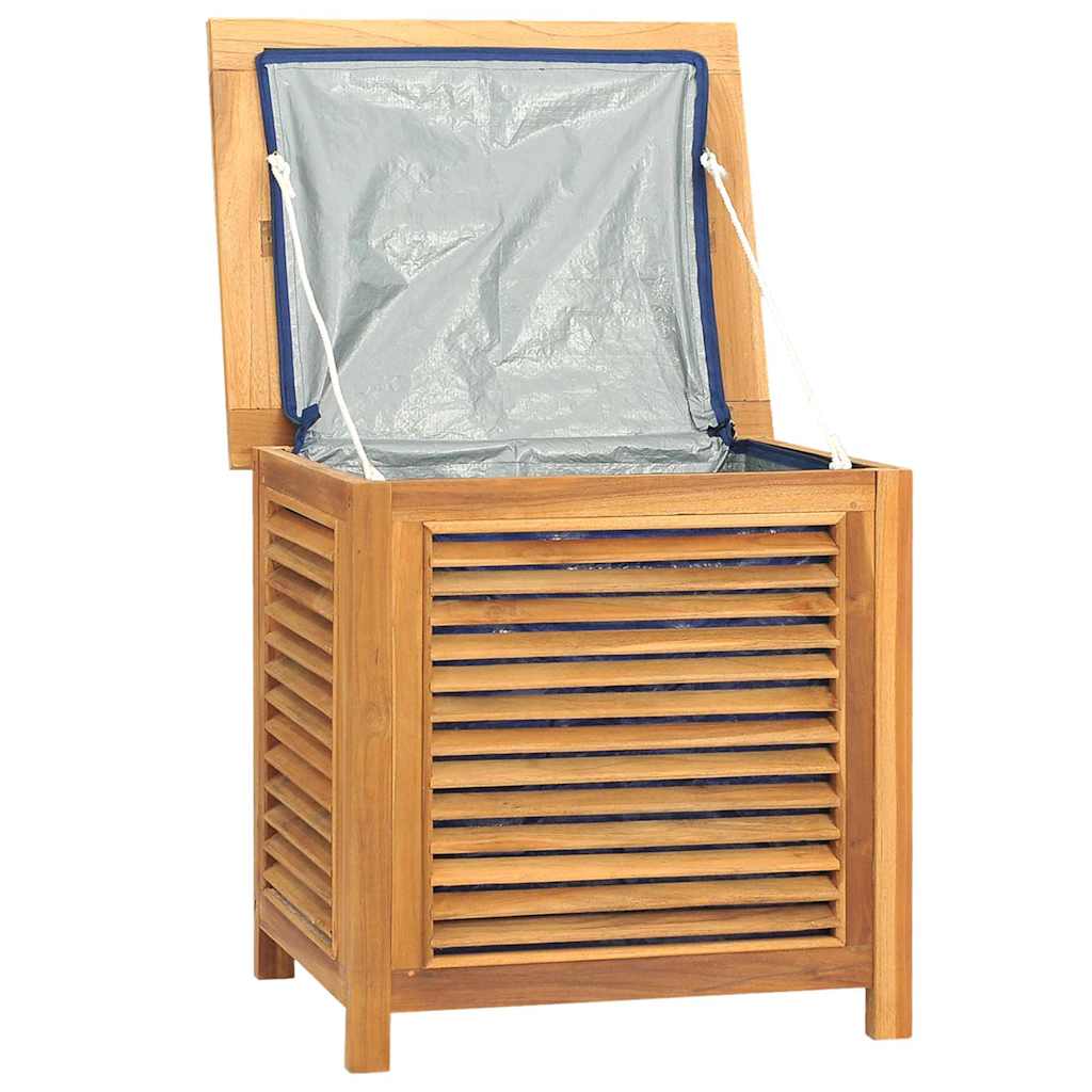 vidaXL Μπαούλο Αποθήκευσης Κήπου με Τσάντα 60x50x58 εκ Μασίφ Ξύλο Teak