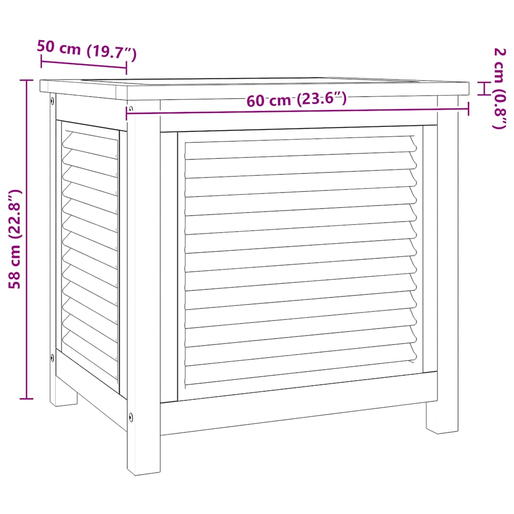 vidaXL Μπαούλο Αποθήκευσης Κήπου με Τσάντα 60x50x58 εκ Μασίφ Ξύλο Teak