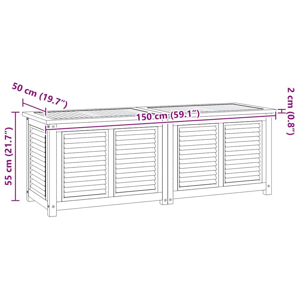vidaXL Μπαούλο Αποθήκευσης Κήπου με Τσάντα 150x50x55εκ Μασίφ Ξύλο Teak