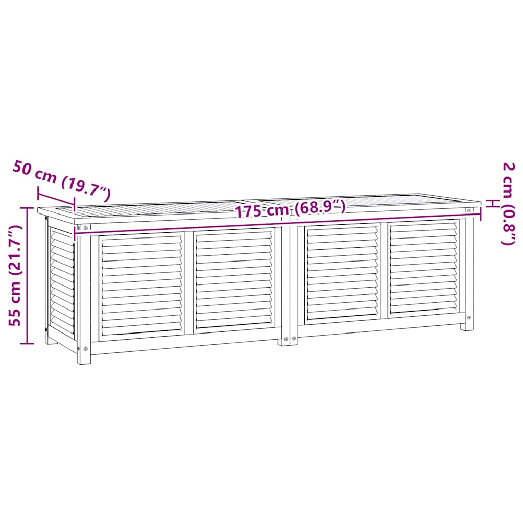 vidaXL Μπαούλο Αποθήκευσης Κήπου με Τσάντα 175x50x55εκ Μασίφ Ξύλο Teak
