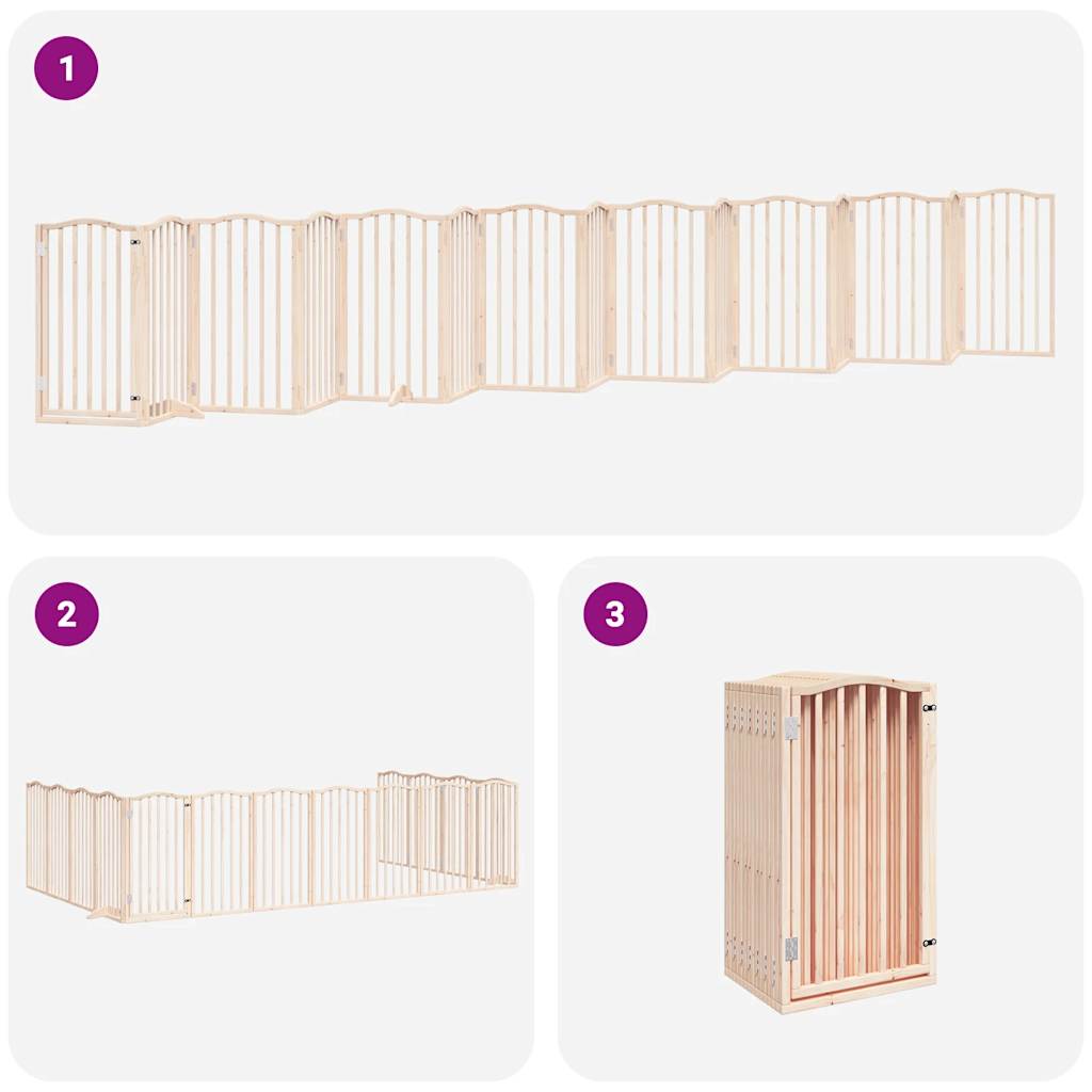 vidaXL Διαχωριστικό Σκύλων/Πόρτα Πτυσσόμενο 15 Πάνελ 750εκ Ξύλο Λεύκας