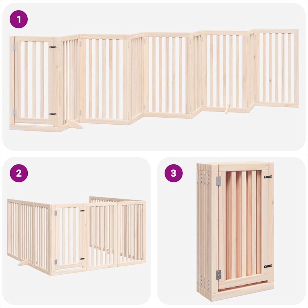 vidaXL Διαχωριστικό Σκύλων/Πόρτα Πτυσσόμενο 9 Πάνελ 450 εκ Ξύλο Λεύκας