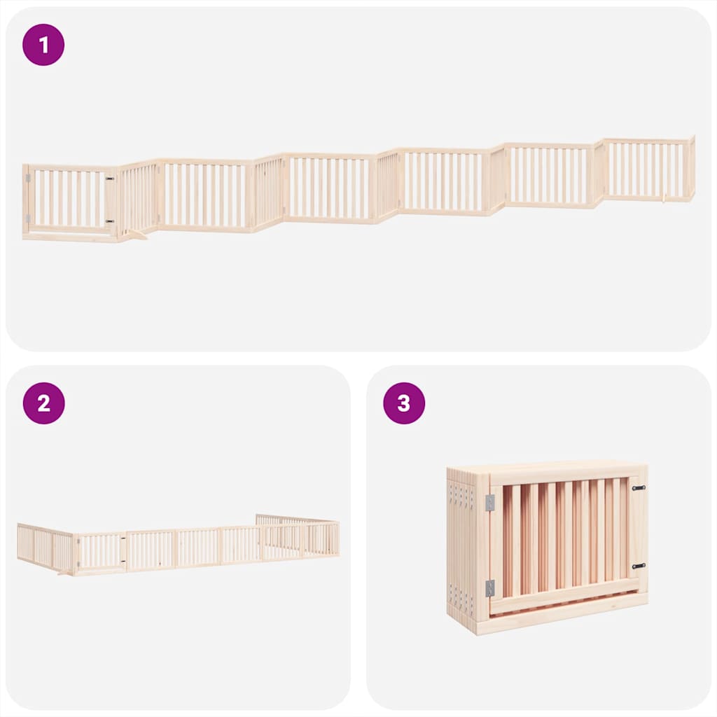 vidaXL Διαχωριστικό Σκύλων/Πόρτα Πτυσσόμενο 12 Πάνελ 960εκ Ξύλο Λεύκας