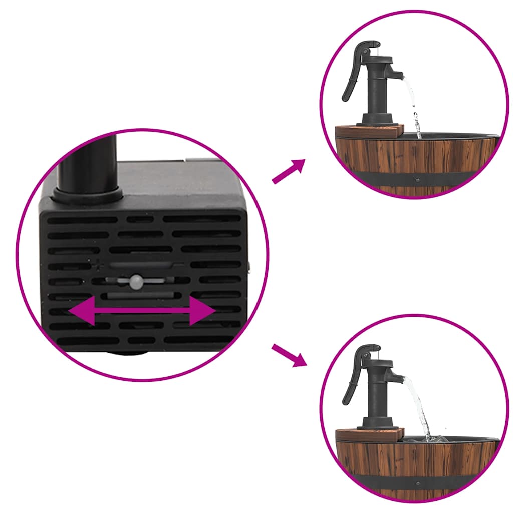 vidaXL Σιντριβάνι με Αντλία και Τροχούς 55x55x80 εκ. Μασίφ Ξύλο Ελάτης