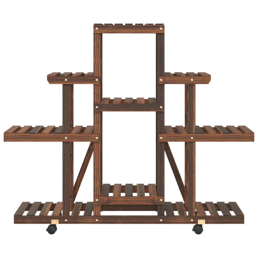 vidaXL Βάση Λουλουδιών με Ρόδες 110x25x101 εκ. από Μασίφ Ξύλο Ελάτης