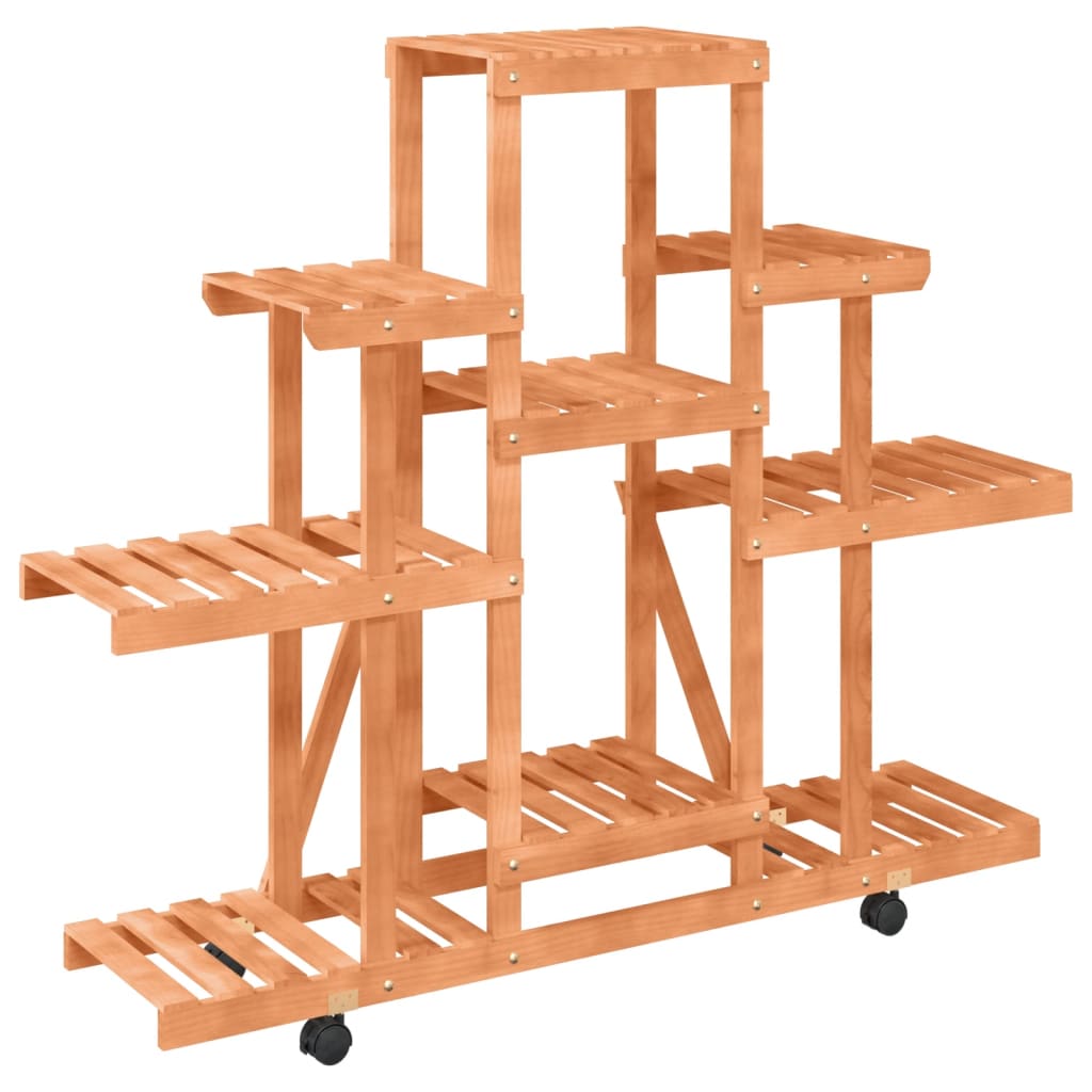 vidaXL Βάση Λουλουδιών με Ρόδες 110x25x101 εκ. από Μασίφ Ξύλο Ελάτης