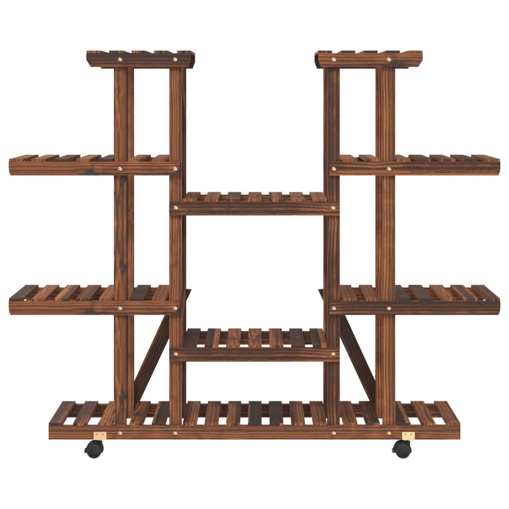 vidaXL Βάση Λουλουδιών με Ρόδες 110x25x115 εκ. από Μασίφ Ξύλο Ελάτης