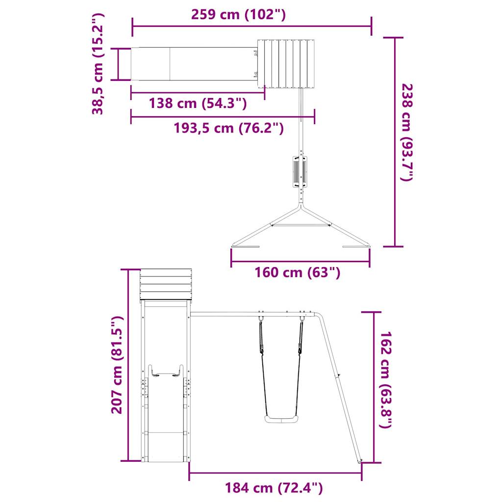 vidaXL Παιδική Χαρά Εξωτερικού Χώρου από Εμποτισμένο Ξύλο Πεύκου