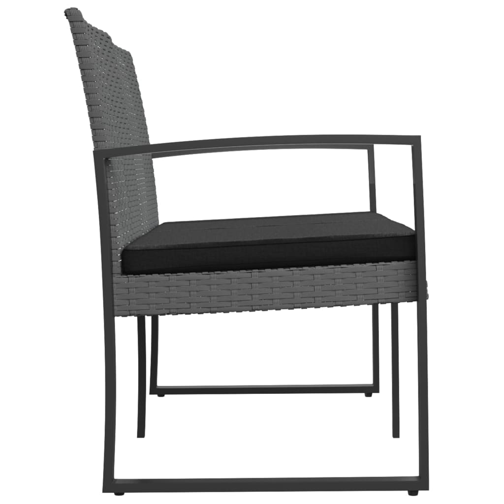 vidaXL Παγκάκι Κήπου Διθέσιο Σκ. Γκρι Ρατάν Πολυπρ/λένιου με Μαξιλάρια