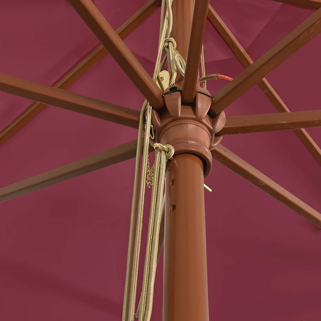 vidaXL Ομπρέλα Κήπου με Ξύλινο Ιστό Μπορντό 400 x 273 εκ.