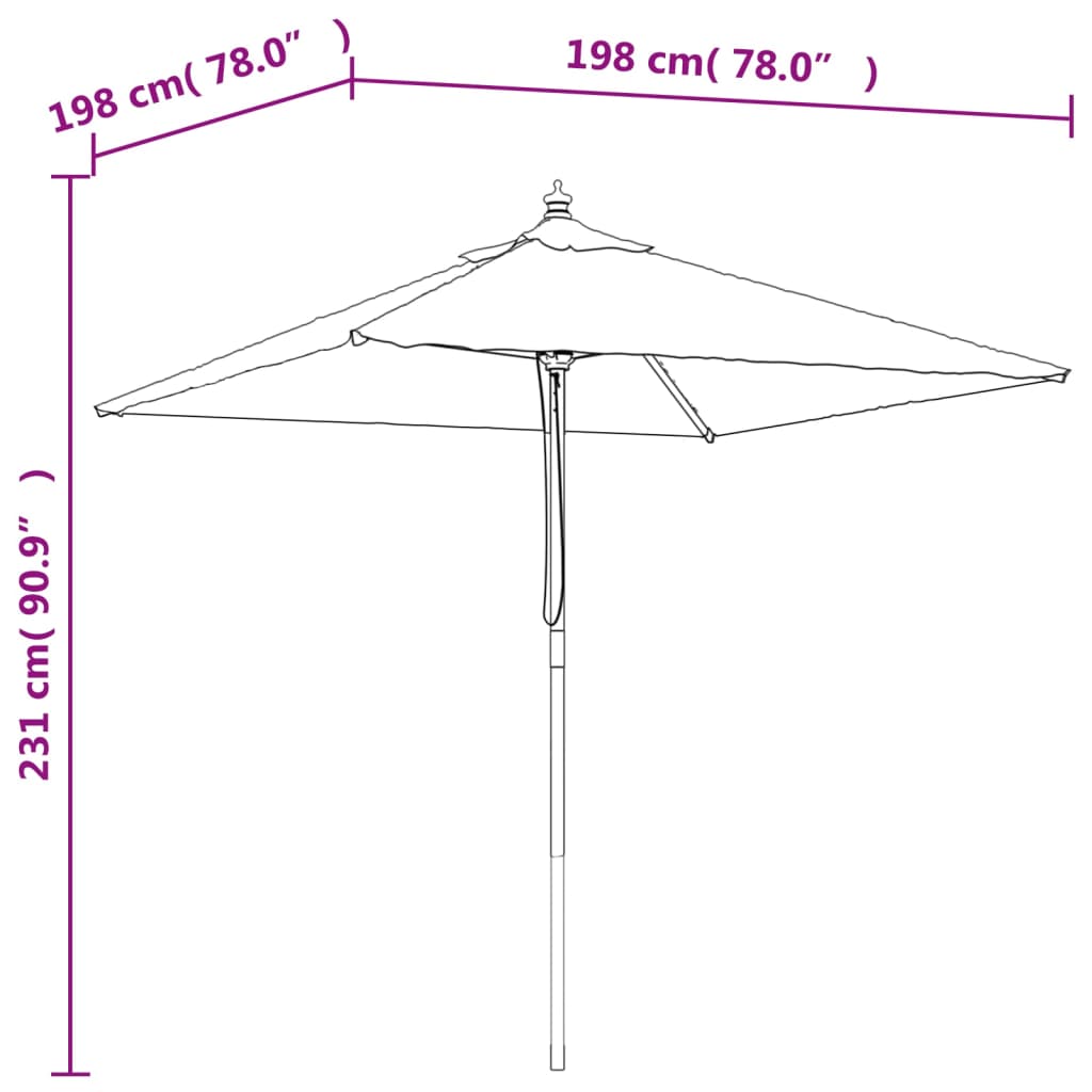 vidaXL Ομπρέλα Κήπου με Ξύλινο Ιστό Taupe 198x198x231 εκ.