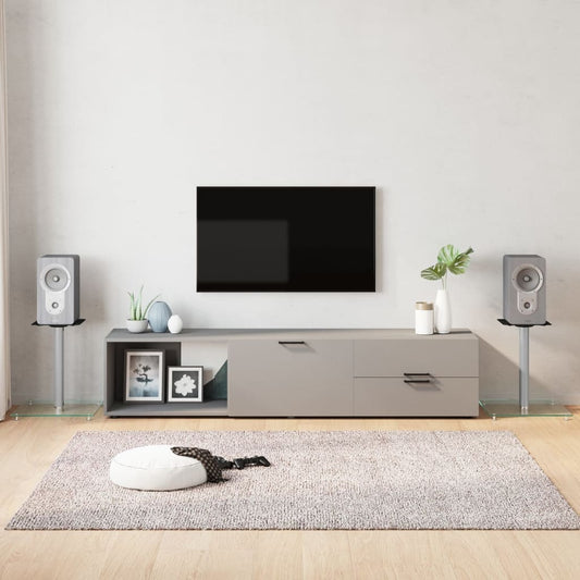 vidaXL Βάσεις Ηχείων με 1 Στήλη 2 τεμ. Ασημί από Ψημένο Γυαλί