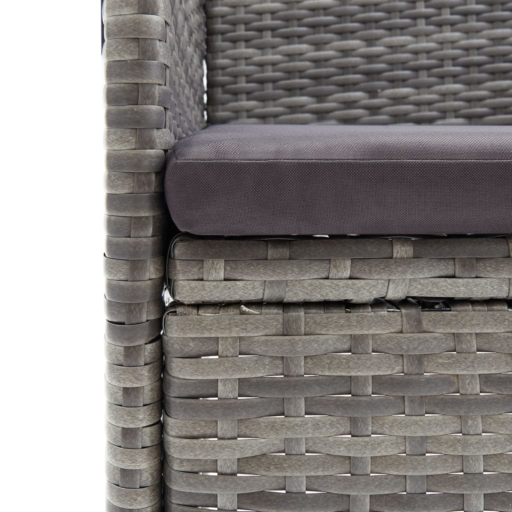 vidaXL Σετ Τραπεζαρίας Κήπου 7 τεμ. Γκρι / Μαύρο με Μαξιλάρια