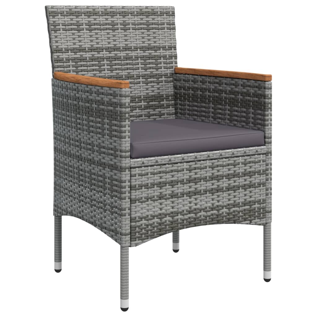 vidaXL Σετ Τραπεζαρίας Κήπου 7 τεμ. Γκρι / Μαύρο με Μαξιλάρια