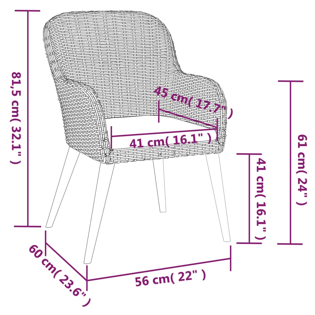 vidaXL Σετ Τραπεζαρίας Κήπου 7 Τεμαχίων Καφέ με Μαξιλάρια