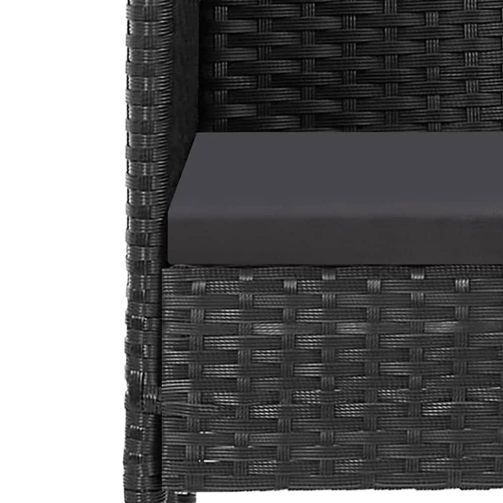 vidaXL Σετ Τραπεζαρίας Κήπου 5 Τεμαχίων Μαύρο Συνθ. Ρατάν με Μαξιλάρια