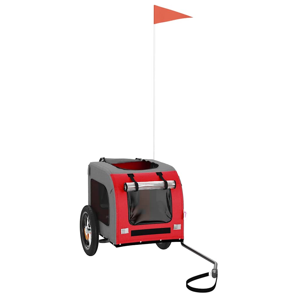 vidaXL Τρέιλερ Ποδηλάτου Κατοικίδιων Κόκκινο/Γκρι Ύφασμα Oxford/Σίδηρο