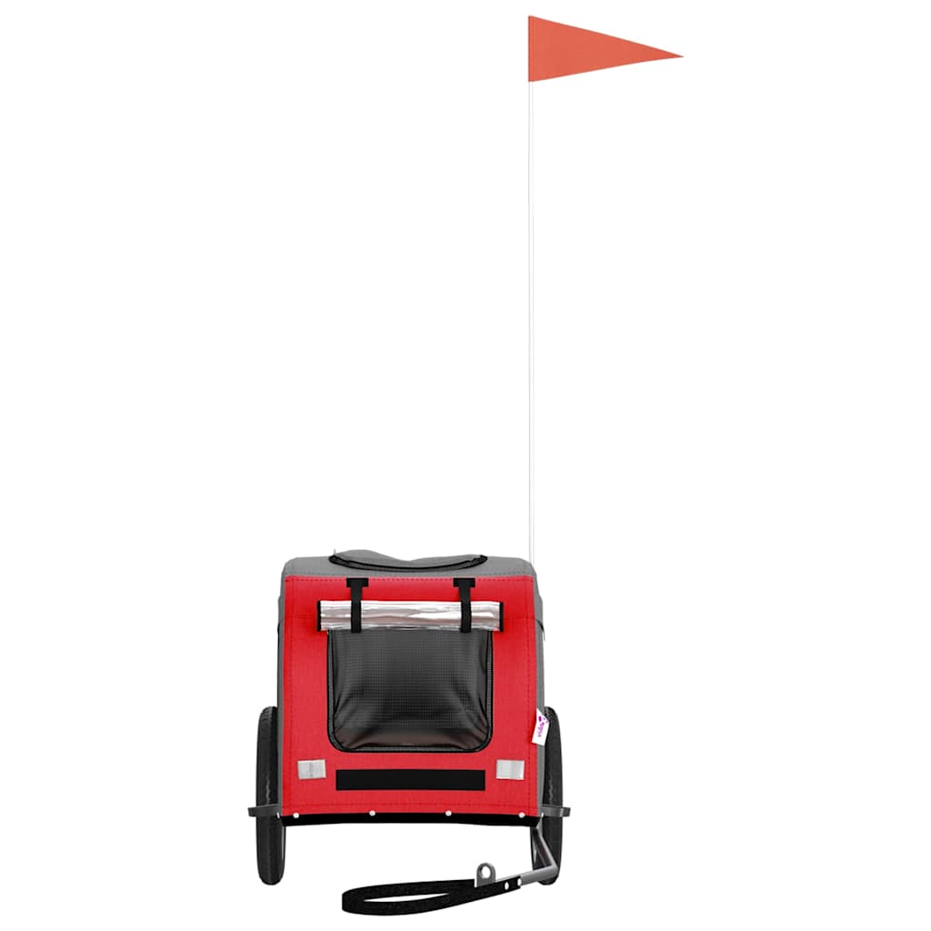 vidaXL Τρέιλερ Ποδηλάτου Κατοικίδιων Κόκκινο/Γκρι Ύφασμα Oxford/Σίδηρο