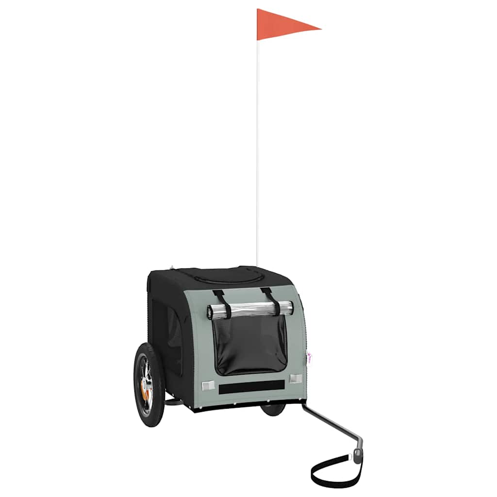 vidaXL Τρέιλερ Ποδηλάτου Κατοικίδιων Γκρι/Μαύρο Ύφασμα Oxford/Σίδηρος