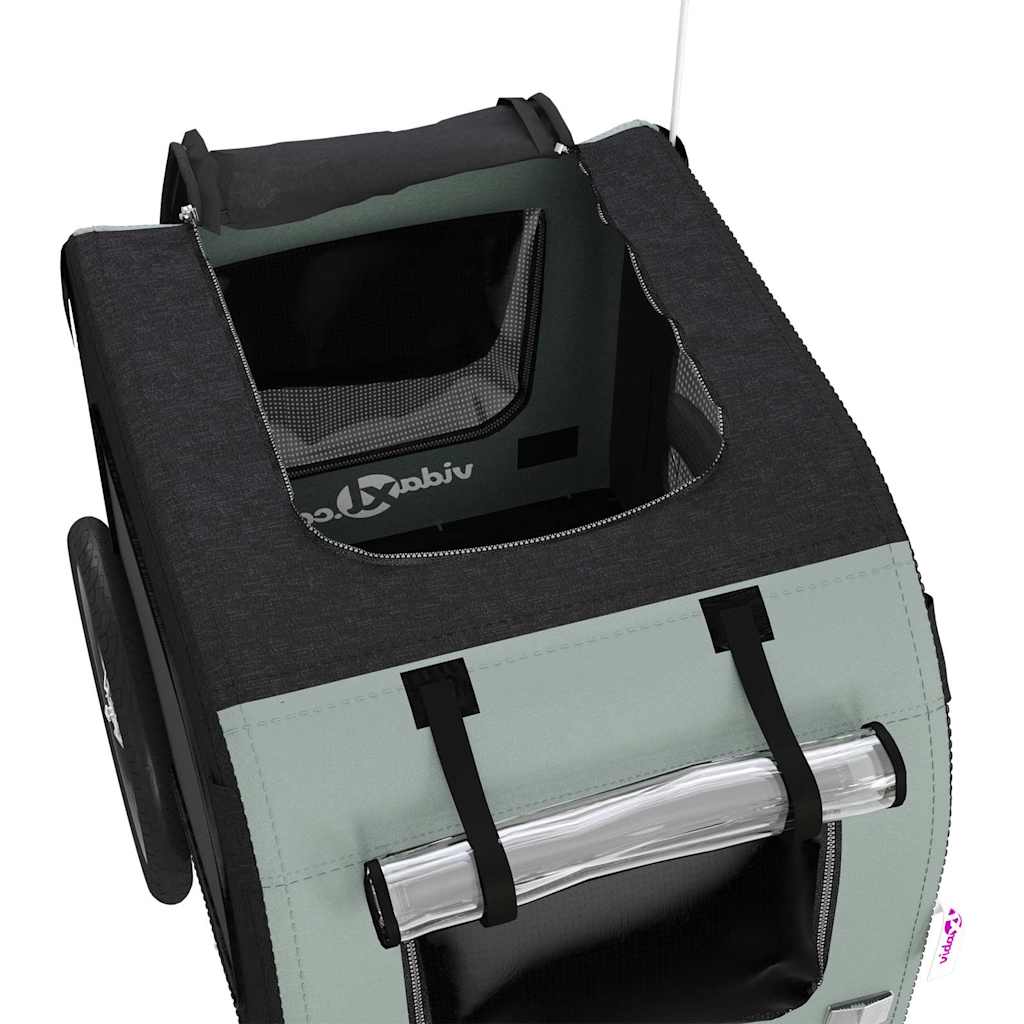 vidaXL Τρέιλερ Ποδηλάτου Κατοικίδιων Γκρι/Μαύρο Ύφασμα Oxford/Σίδηρος