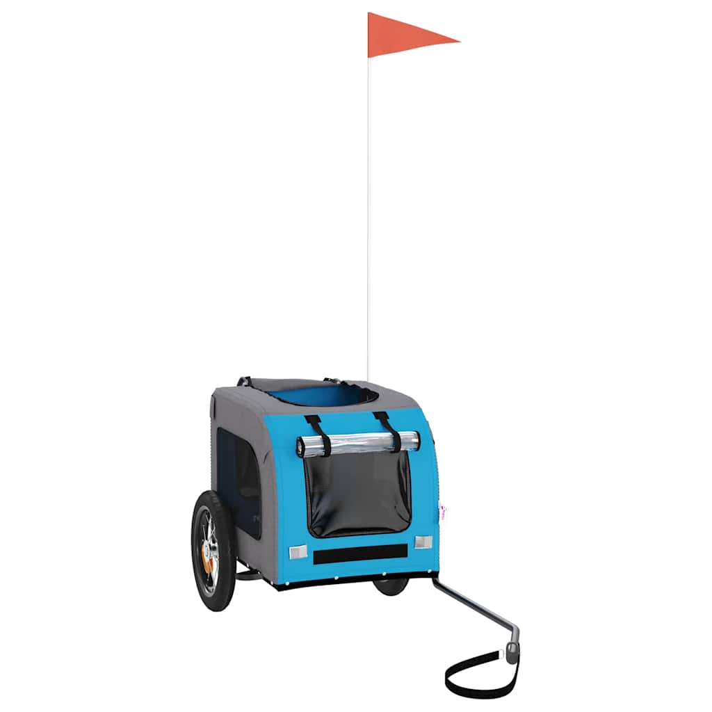 vidaXL Τρέιλερ Ποδηλάτου Κατοικίδιων Μπλε/Γκρι Ύφασμα Oxford/Σίδηρος