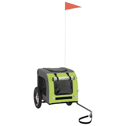 vidaXL Τρέιλερ Ποδηλάτου Κατοικίδιων Πράσινο/Γκρι Ύφασμα Oxford/Σίδηρο
