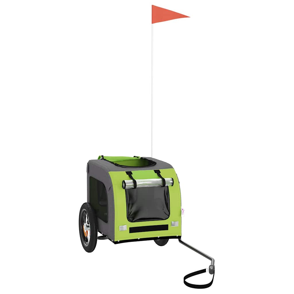 vidaXL Τρέιλερ Ποδηλάτου Κατοικίδιων Πράσινο/Γκρι Ύφασμα Oxford/Σίδηρο