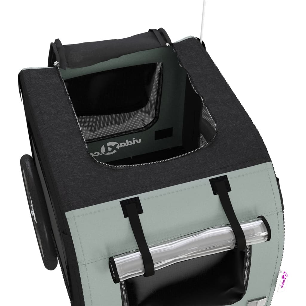 vidaXL Τρέιλερ Ποδηλάτου Κατοικίδιων Γκρι/Μαύρο Ύφασμα Oxford/Σίδηρος