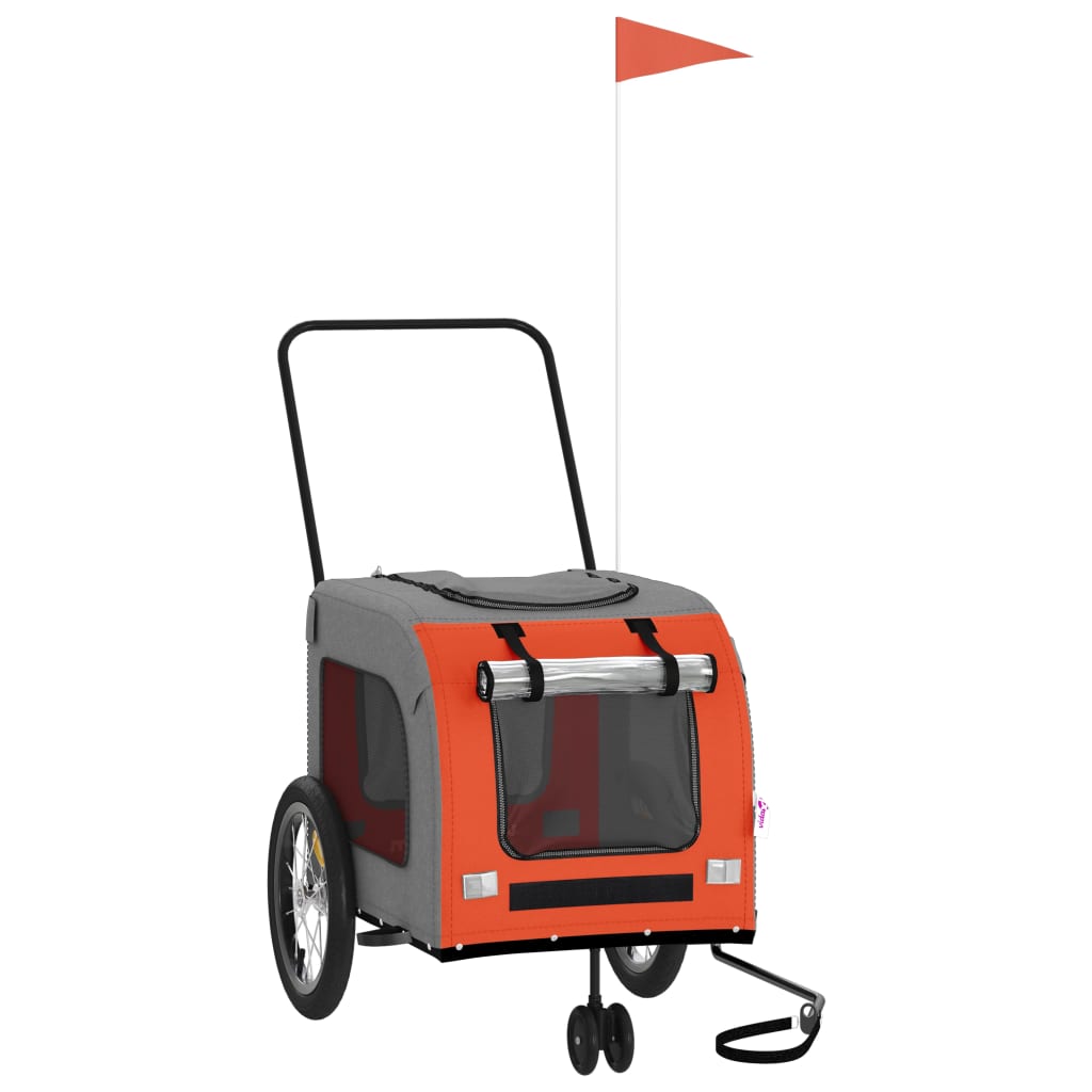 vidaXL Τρέιλερ Ποδηλάτου Κατοικίδιων Πορτοκαλί/Γκρι Oxford/Σίδηρος