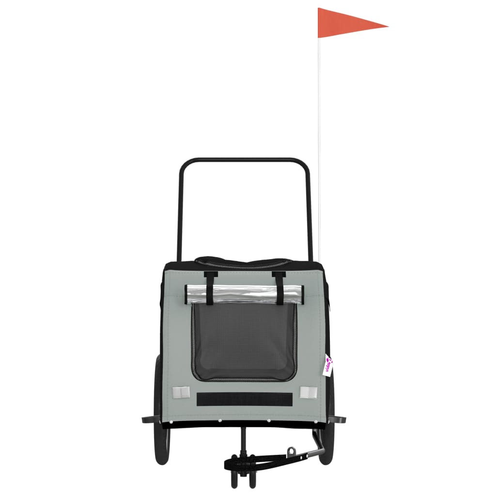 vidaXL Τρέιλερ Ποδηλάτου Κατοικίδιων Μαύρο/Γκρι Ύφασμα Oxford/Σίδηρος