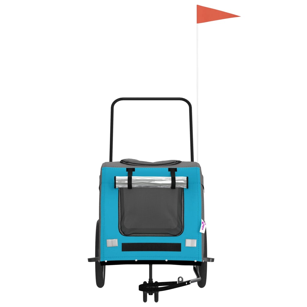 vidaXL Τρέιλερ Ποδηλάτου Κατοικίδιων Μπλε/Γκρι Ύφασμα Oxford/Σίδηρος