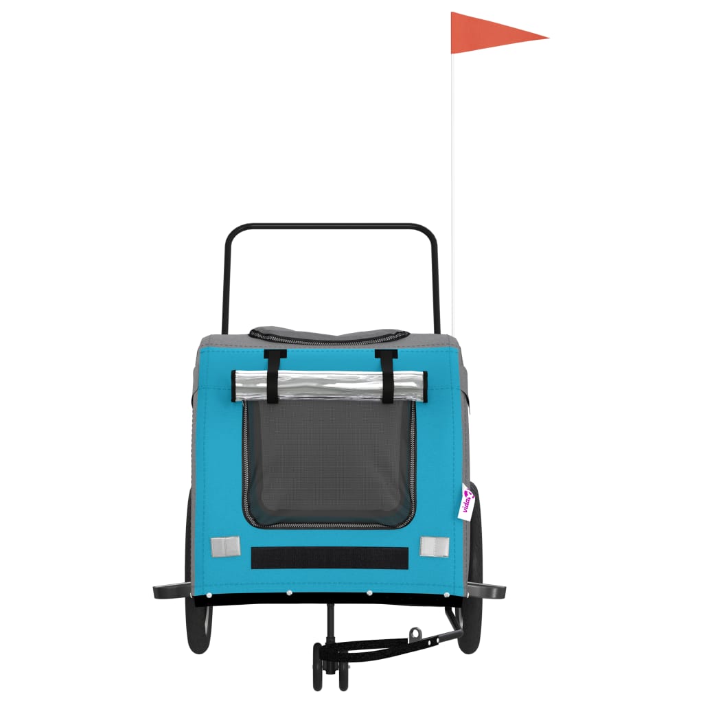 vidaXL Τρέιλερ Ποδηλάτου Κατοικίδιων Μπλε/Γκρι Ύφασμα Oxford/Σίδηρος