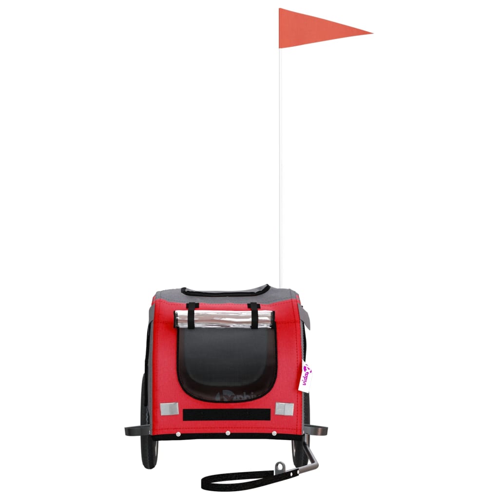 vidaXL Τρέιλερ Ποδηλάτου Κατοικίδιων Κόκκινο/Γκρι Ύφασμα Oxford/Σίδηρο