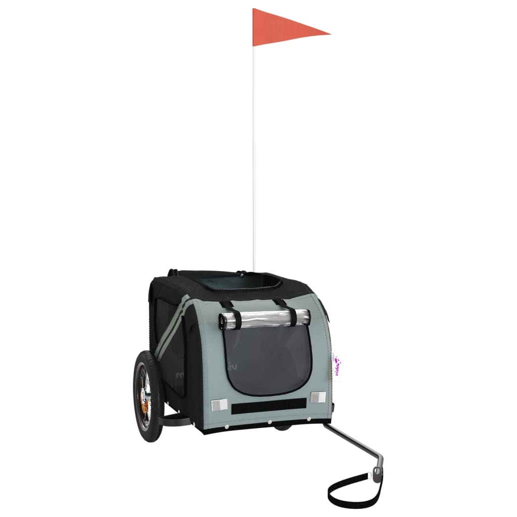 vidaXL Τρέιλερ Ποδηλάτου Κατοικίδιων Γκρι/Μαύρο Ύφασμα Oxford/Σίδηρος