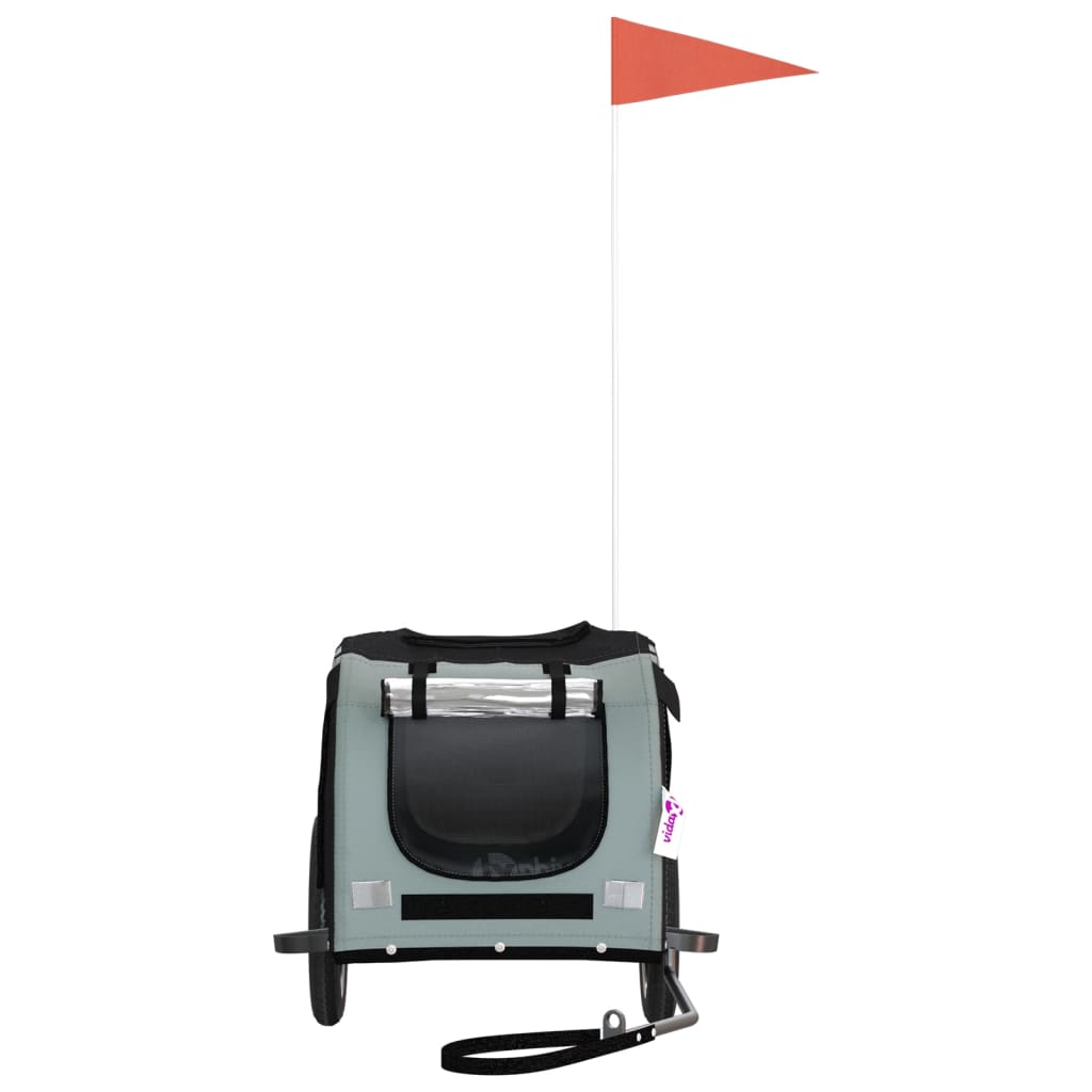 vidaXL Τρέιλερ Ποδηλάτου Κατοικίδιων Γκρι/Μαύρο Ύφασμα Oxford/Σίδηρος