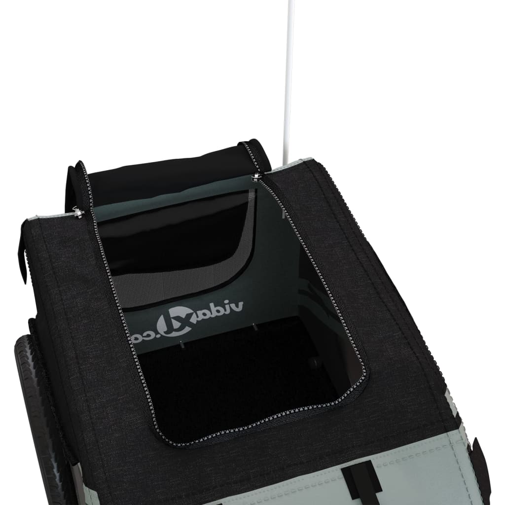 vidaXL Τρέιλερ Ποδηλάτου Κατοικίδιων Γκρι/Μαύρο Ύφασμα Oxford/Σίδηρος