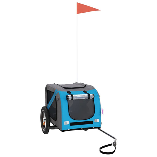 vidaXL Τρέιλερ Ποδηλάτου Κατοικίδιων Μπλε/Γκρι Ύφασμα Oxford/Σίδηρος