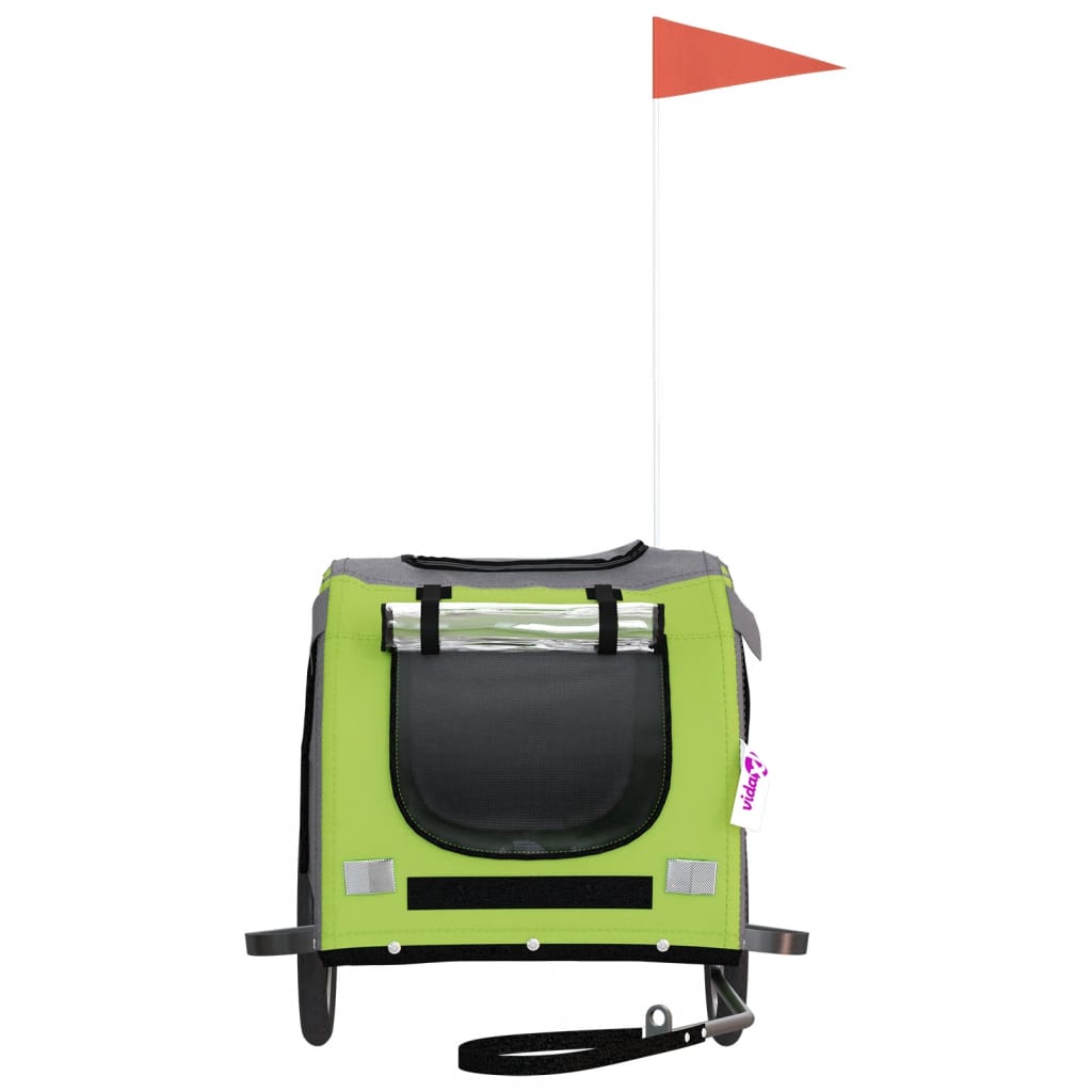 vidaXL Τρέιλερ Ποδηλάτου Κατοικίδιων Πράσινο/Γκρι Ύφασμα Oxford/Σίδηρο