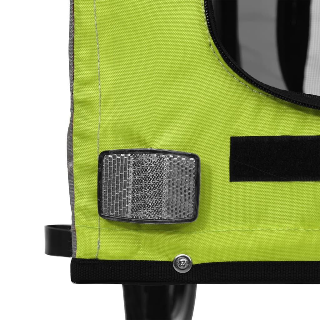 vidaXL Τρέιλερ Ποδηλάτου Κατοικίδιων Πράσινο/Γκρι Ύφασμα Oxford/Σίδηρο