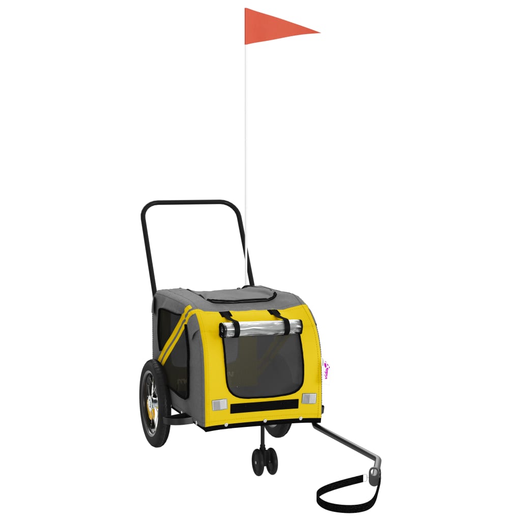 vidaXL Τρέιλερ Ποδηλάτου Κατοικίδιων Κίτρινο/ΜαύροOxford/Σίδηρο